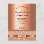 Birthday roos gold elegant-uitnodiging briefkaart (Voorkant)