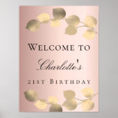 Birthday roos Gold eucalyptus golden Welkom Poster (Voorkant)