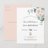 Birthday roos gold floral whitegreenery elegant briefkaart (Voorkant / Achterkant)