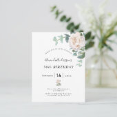 Birthday roos gold floral whitegreenery elegant briefkaart (Staand voorkant)