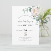 Birthday roos gold floral whitegreenery elegant kaart (Staand voorkant)