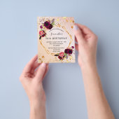 Birthday roos gold florals budget uitnodiging flyer (Hand)