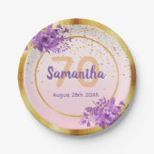 Birthday roos gold florelegant name papieren bordje (Voorkant)