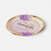 Birthday roos gold florelegant name papieren bordje (Gekanteld)