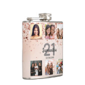 Birthday roos gold foto collage naam heupfles (Rechts)