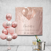 Birthday roos gold glitter balloons monogram wandkleed