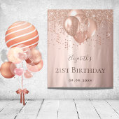 Birthday roos gold glitter balloons monogram wandkleed