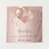 Birthday roos gold glitter balloons monogram wandkleed (Voorkant)