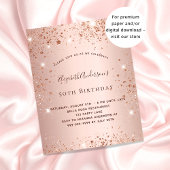 Birthday roos gold glitter budget uitnodiging flyer