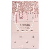 Birthday roos gold glitter custom monogram modern klein cadeauzakje (Voorkant)