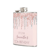 'Birthday roos gold glitter drift Silver Vrienden' Heupfles (Links)