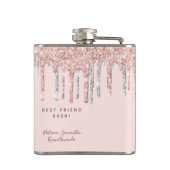 'Birthday roos gold glitter drift Silver Vrienden' Heupfles (Achterkant)