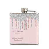 'Birthday roos gold glitter drift Silver Vrienden' Heupfles (Achterkant)