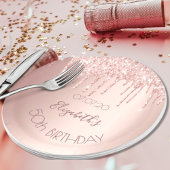 Birthday roos gold glitter druppelt glamouros name papieren bordje