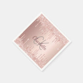 Birthday roos gold glitter druppelt monogram luxe servet (Hoek)