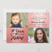 Birthday Roos Gold Glitter Metallic 2 foto's Kaart (Voorkant)