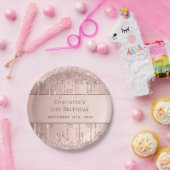 Birthday roos gold glitter monogram initiaal naam papieren bordje (Feest)