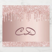 Birthday roos gold glitter monogram initiaal sparkling wijnetiket (Enkel label)