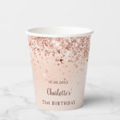 Birthday roos gold glitter monogram naam papieren bekers (Voorkant)