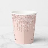 Birthday roos gold glitter monogram papieren bekers (Rechts)