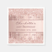 Birthday roos gold glitter monogram script servet (Voorkant)