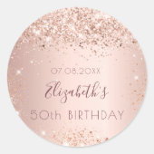 Birthday roos Gold glitter monogram stofmonogram Ronde Sticker (Voorkant)
