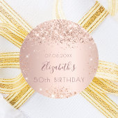 Birthday roos Gold glitter monogram stofmonogram Ronde Sticker