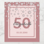 Birthday roos gold glitter monogram wijn etiket (Enkel label)