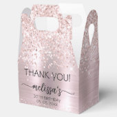 Birthday Roos Gold Glitter Pink Monogram Naam avo Bedankdoosjes (Geopend)