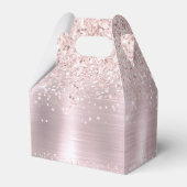 Birthday Roos Gold Glitter Pink Monogram Naam Bedankdoosjes (Achterkant)