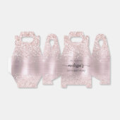 Birthday Roos Gold Glitter Pink Monogram Naam Bedankdoosjes (Uitgevouwen)