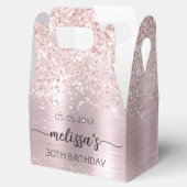 Birthday Roos Gold Glitter Pink Monogram Naam Bedankdoosjes (Geopend)