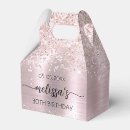 Birthday Roos Gold Glitter Pink Monogram Naam Bedankdoosjes