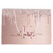 Birthday roos gold glitter roze monogram groot cadeauzakje (Achterkant)