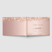 Birthday roos Gold glitter stofmonogram Gastenboek (Volledig)