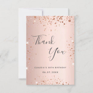 Birthday roos Gold glitter-stofscript Bedankkaart