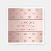 Birthday roos gold monogram initiaal name servet (Voorkant)