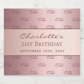 Birthday roos gold monogram initiaal script champa sparkling wijnetiket (Enkel label)