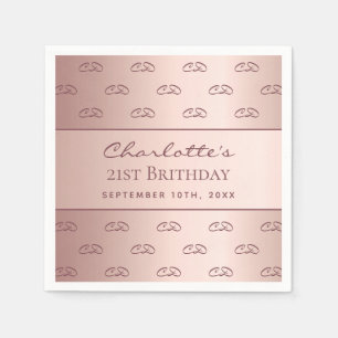 Birthday roos gold monogram initiaal script servet