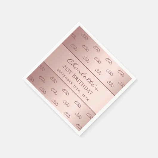 Birthday roos gold monogram initiaal script servet (Hoek)
