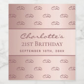 Birthday roos gold monogram initiaal script wijn etiket (Enkel label)