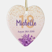 Birthday roos Gold paarse floraals naam Keramisch Ornament (Rechts)