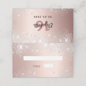 Birthday roos gold zilver glitter roze plaatskaartje (Buitenkant ongevouwen)