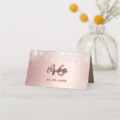 Birthday roos gold zilver glitter roze plaatskaartje (Achterkant)