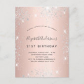 Birthday roos Gold zilverglitter elegant Uitnodiging Briefkaart (Voorkant)