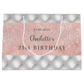 Birthday roos gold zilverglitter naam glamoureus groot cadeauzakje (Voorkant)