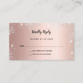 Birthday roos Gold zilverglitter RSVP Informatiekaartje (Voorkant)
