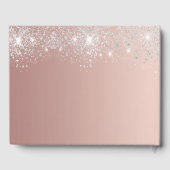 Birthday roos Gold zilverglitter stofmonogram Gastenboek (Achterkant)