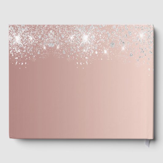 Birthday roos Gold zilverglitter stofmonogram Gastenboek (Achterkant)