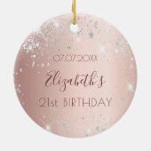 Birthday roos Gold zilverglitter stofnaam Keramisch Ornament (Achterkant)